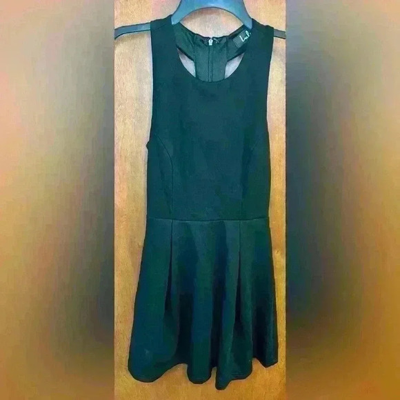 Lulus Cutout and About Black Skater Dress Size Small Black Stretch Open Back - Picture 3 of 7
